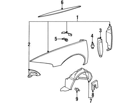1997 Buick Riviera Fender & Components Diagram