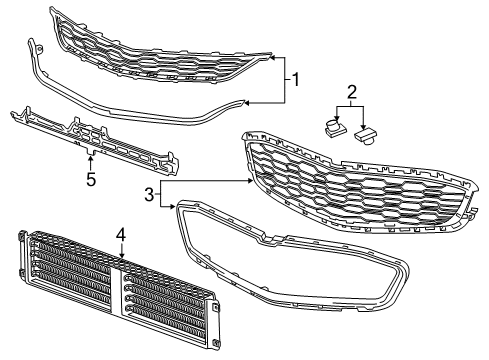 2017 Chevy Malibu Grille & Components Diagram
