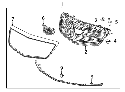 2016 Cadillac ATS Front Bumper - Grille & Components Diagram