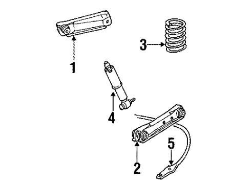 1984 Cadillac DeVille Rear Suspension Components, Lower Control Arm, Upper Control Arm, Stabilizer Bar Diagram