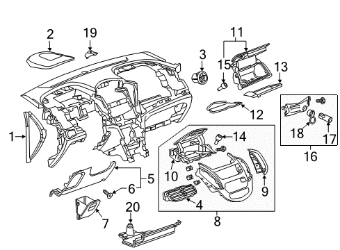 2015 Chevy Trax Center Panel, Black Diagram for 95381515
