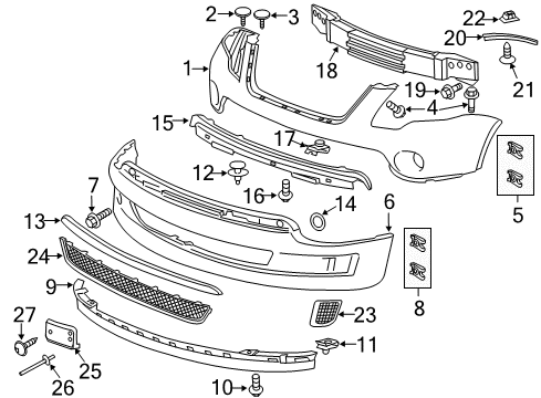 2012 GMC Acadia Front Bumper Diagram