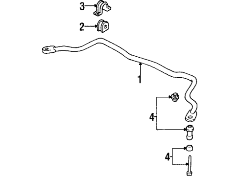 2002 Pontiac Grand Prix Front Suspension Components, Lower Control Arm, Stabilizer Bar Diagram