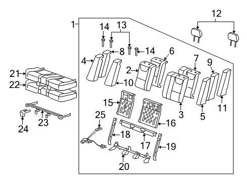 2007 Saturn Aura Seat Back Assembly, Front and Rear Diagram for 15259879