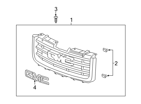 2012 GMC Sierra 2500 HD Grille & Components Diagram