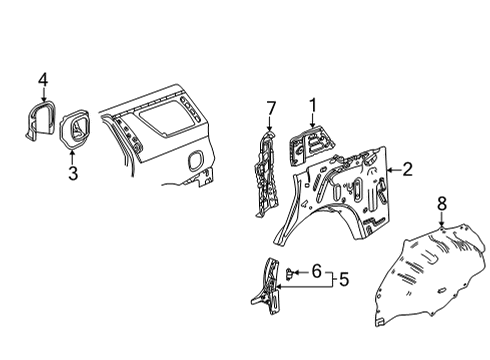 2022 GMC Yukon Inner Components - Quarter Panel Diagram