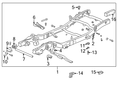 2005 Cadillac Escalade Frame & Components Diagram