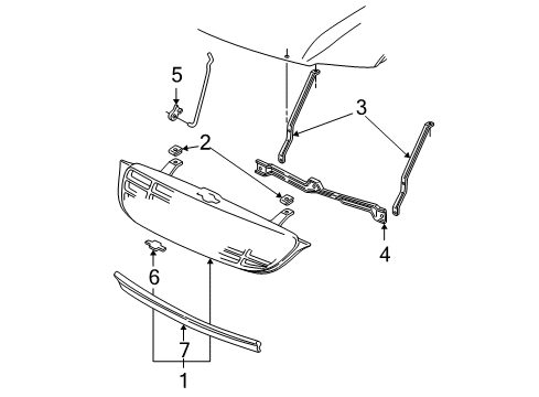 2003 Chevy Venture Grille & Components Diagram