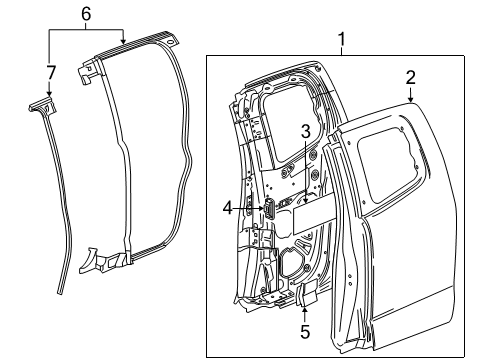 2022 GMC Canyon Door & Components, Exterior Trim Diagram