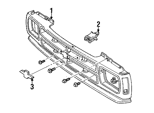 1991 Chevy S10 Blazer Grille, Black Diagram for 88961509