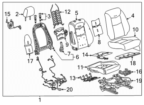 2023 GMC Hummer EV Pickup Passenger Seat Components Diagram