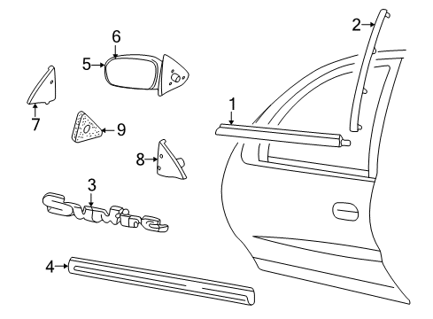 1998 Pontiac Sunfire Nameplate, Blue, Front Diagram for 22648097