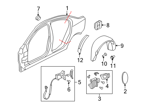 2009 Pontiac G8 Quarter Panel & Components Diagram