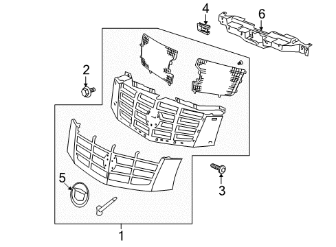 2012 Cadillac Escalade EXT Grille & Components Diagram