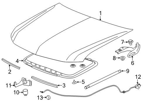 2021 Chevy Colorado Hood & Components Diagram