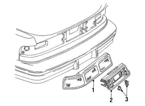 1994 Chevy Lumina Tail Lamps, Backup Lamps, License Lamps Diagram