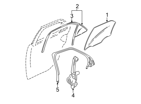 2005 Cadillac STS Rear Door - Glass & Hardware Diagram