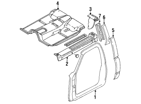 1990 GMC C3500 Rocker Panel, Side Panel, Floor, Uniside Diagram