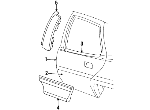 1994 Buick Skylark Rear Door & Components, Exterior Trim Diagram