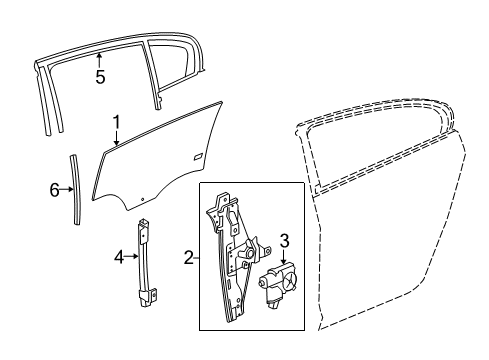 2014 Buick LaCrosse Rear Door - Glass & Hardware Diagram