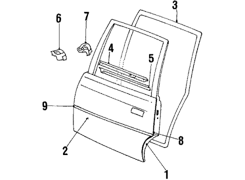 1989 Chevy Celebrity Side Molding, Driver Side Diagram for 20498289