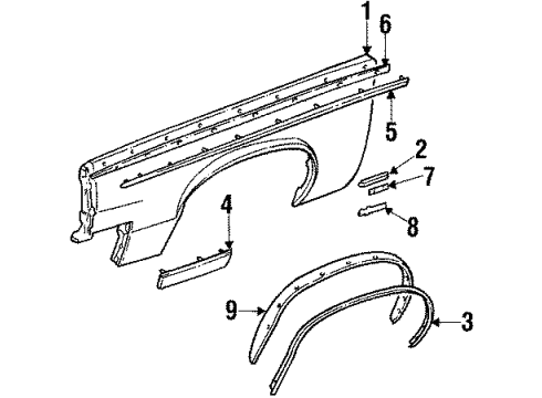 1985 Cadillac Eldorado Nameplate, Front Diagram for 1706644