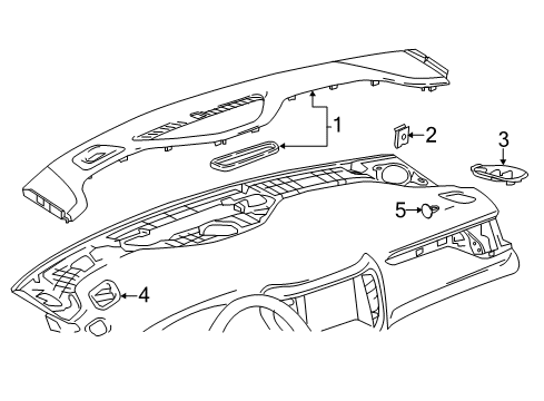 2019 GMC Acadia Defroster Grille, Gray, Passenger Side Diagram for 23234118