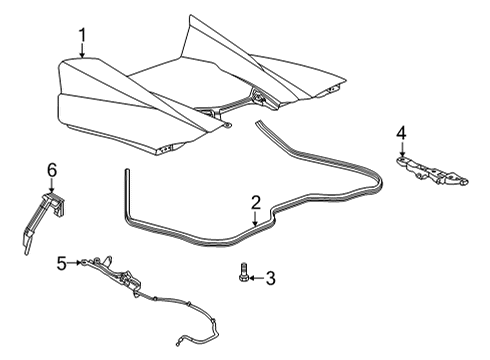 2022 Chevy Corvette Engine Lid & Components Diagram