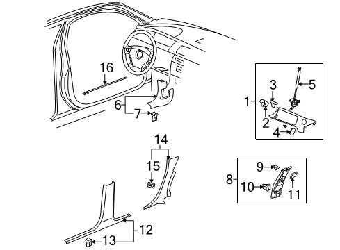 2005 Buick LaCrosse Interior Trim - Pillars, Rocker & Floor Diagram
