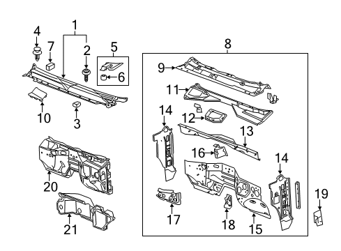 2014 Chevy Silverado 2500 HD Cab Cowl Diagram