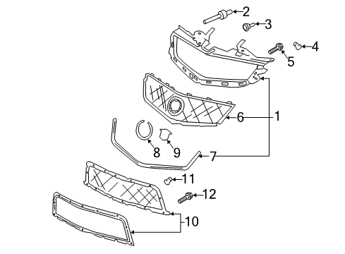 2014 Cadillac CTS Grille & Components Diagram 5 - Thumbnail
