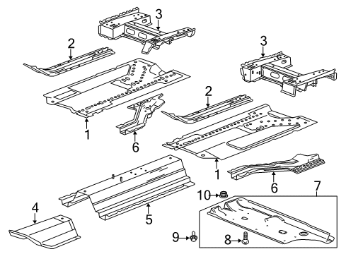 2017 Buick Verano Pillars, Rocker & Floor - Floor & Rails Diagram