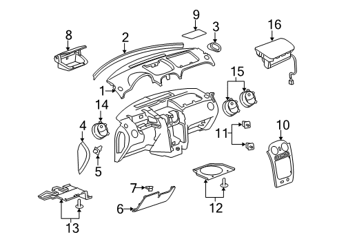 2010 Chevy HHR Cluster & Switches, Instrument Panel Diagram