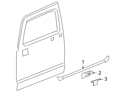 2010 Hummer H3T Exterior Trim - Front Door Diagram