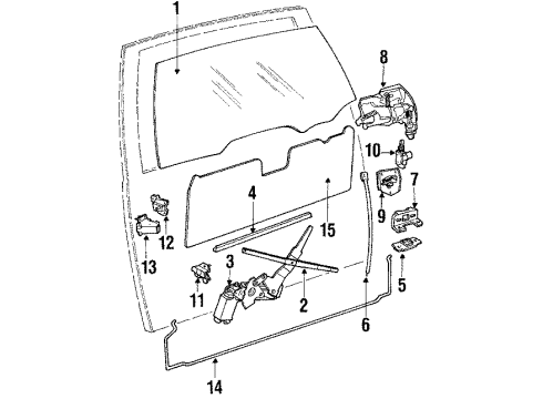 1984 Chevy Impala Tail Gate - Glass & Hardware Diagram
