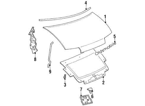 1994 Oldsmobile Silhouette Hood & Components Diagram
