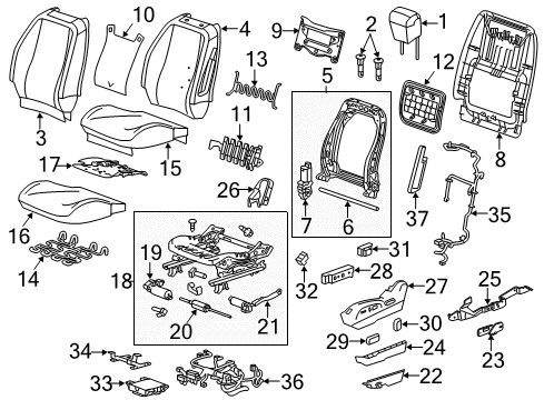2017 Chevy Equinox Driver Seat Components Diagram