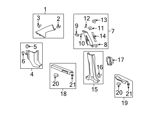 2008 Saturn Vue Interior Trim - Pillars, Rocker & Floor Diagram 1 - Thumbnail