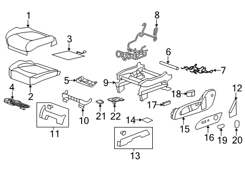 2017 Chevy Traverse Front Seat Components Diagram