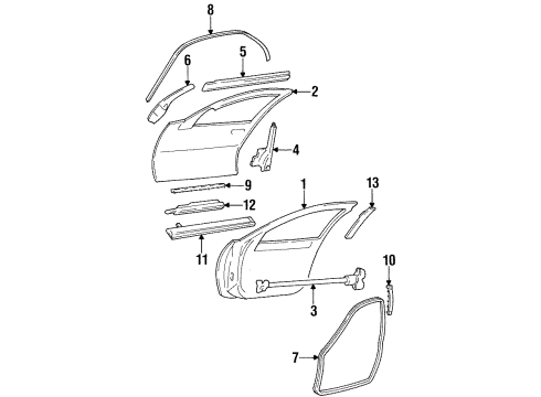 2000 Chevy Lumina Front Door & Components, Exterior Trim Diagram