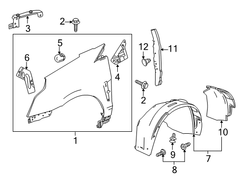 2012 Cadillac SRX Fender & Components Diagram