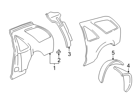 2005 Chevy Blazer Inner Structure - Quarter Panel Diagram
