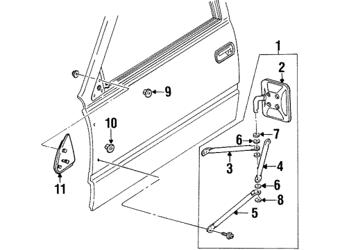 1994 GMC C3500 Outside Mirrors Diagram 1 - Thumbnail