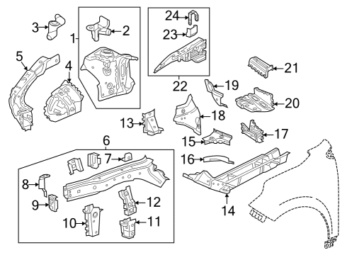 2022 Chevy Equinox Structural Components & Rails Diagram
