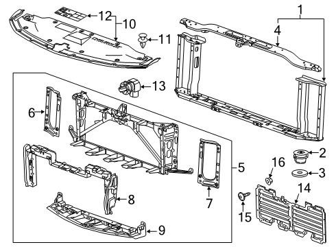 2018 Chevy Tahoe Upper Shield, Front Diagram for 23497751