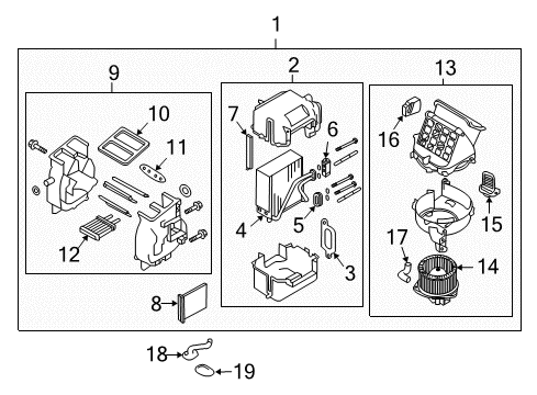 2010 Pontiac G3 A/C Evaporator & Heater Components Diagram