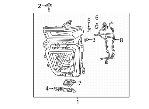 2021 Chevy Silverado 2500 HD Headlamp Components Diagram