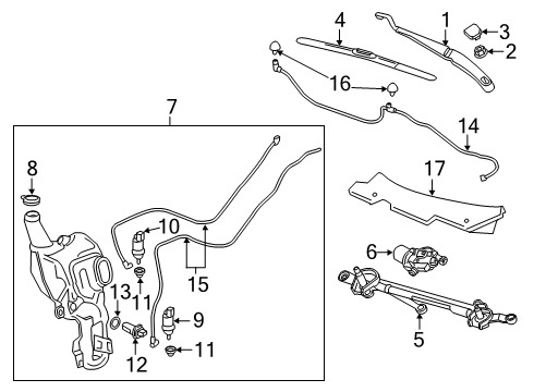 2024 Cadillac XT6 Wiper & Washer Components Diagram