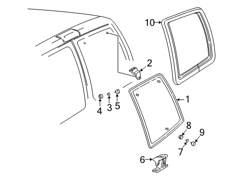 2017 Chevy Express 2500 Back Door - Glass & Hardware Diagram
