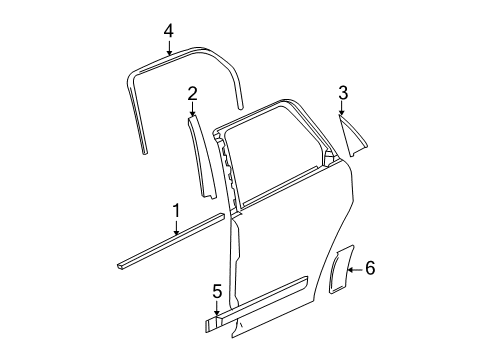 2005 Chevy Equinox Exterior Trim - Rear Door Diagram